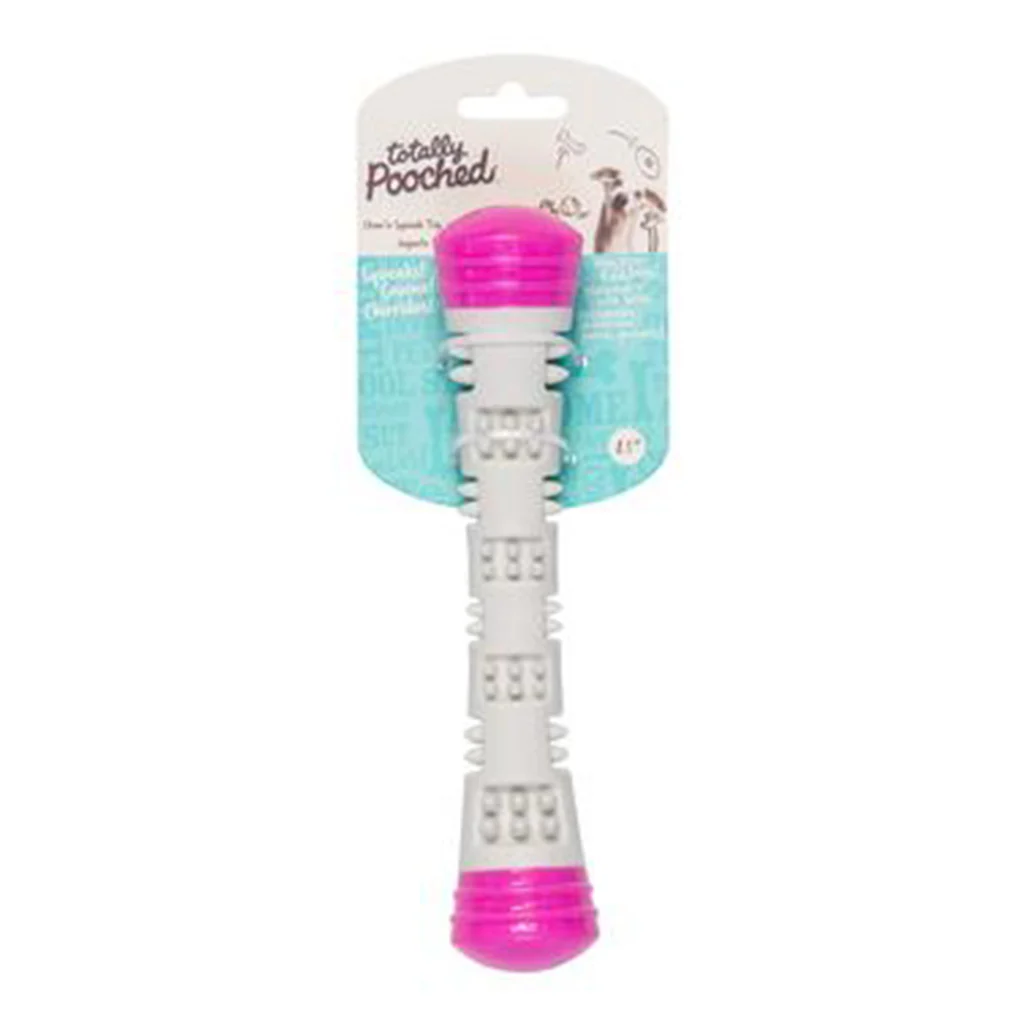 Messy Mutts Chew N' Squeak Foam Stick Grey & Pink 8.5 inch