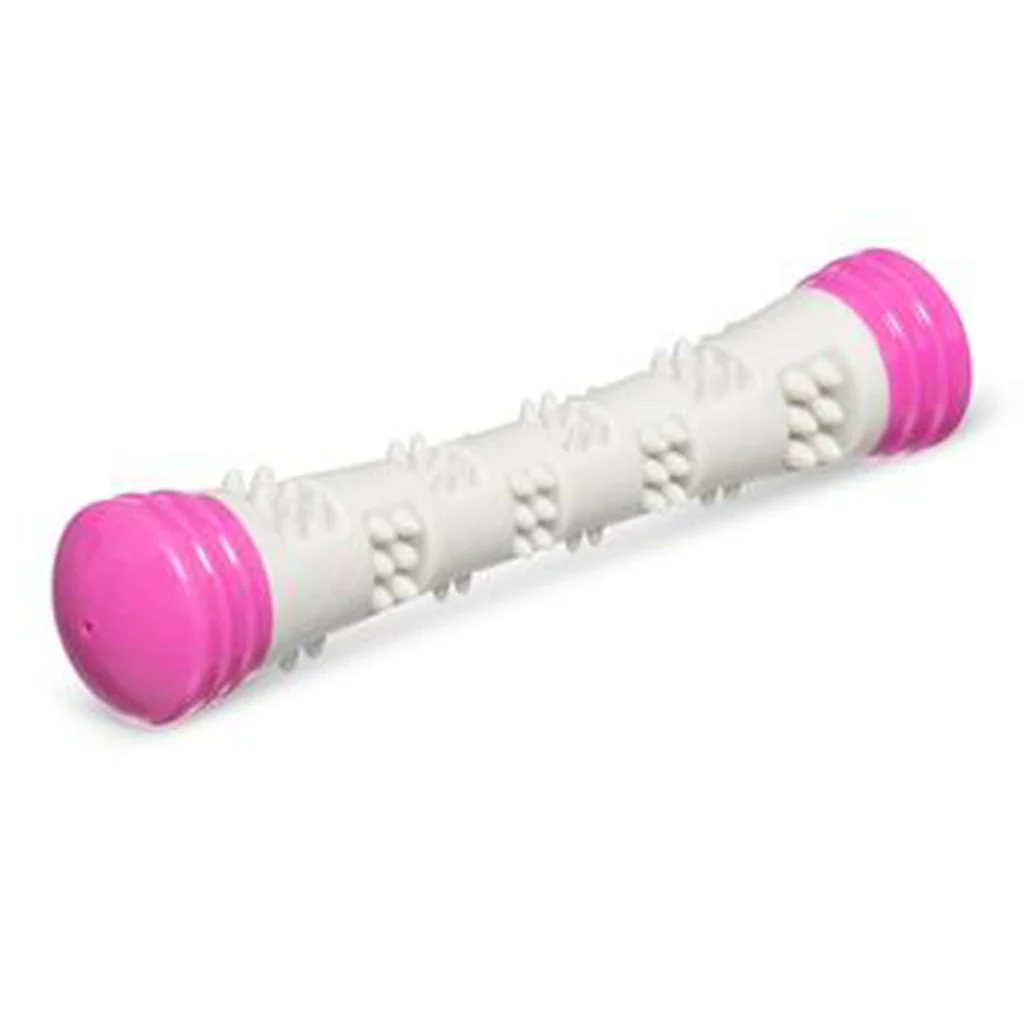 Messy Mutts Chew N' Squeak Foam Stick Grey & Pink 8.5 inch - Image 2