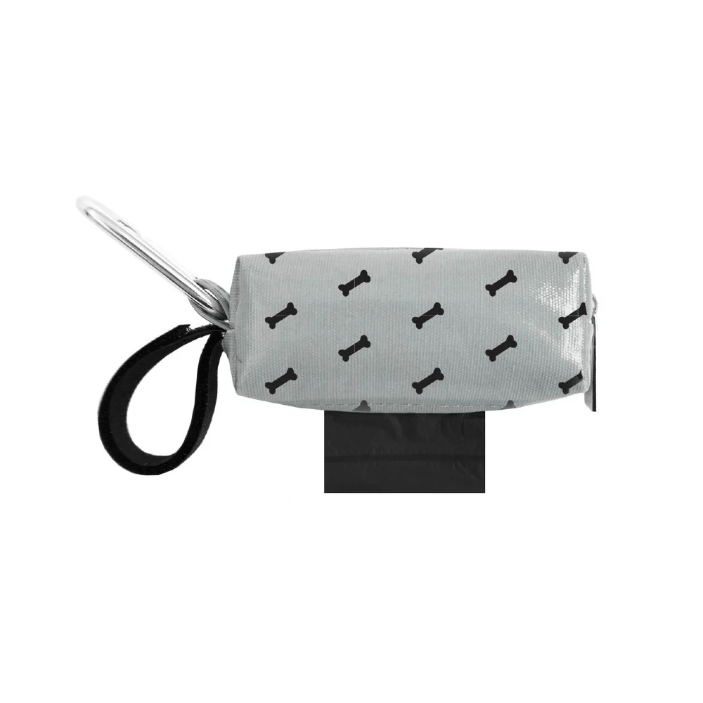 Doggie Walk Duffel Lt Gray w Black Bones