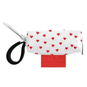 DISCONTINUED Doggie Walk Duffel White w Red Hearts
