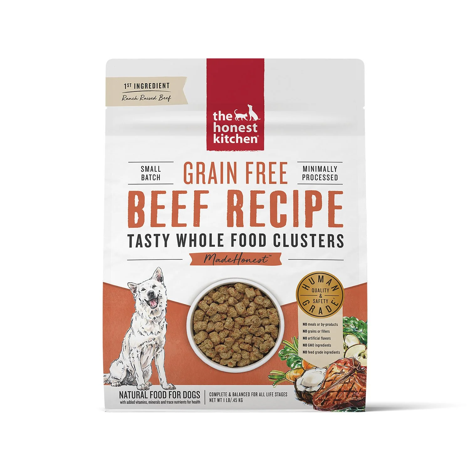 Honest Kitchen Whole Food Clusters Beef 1lb Case