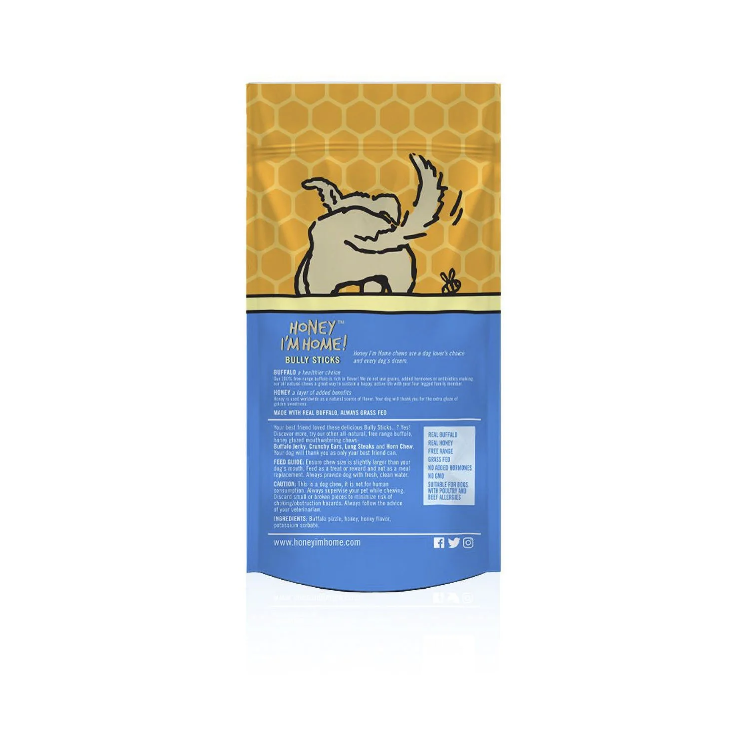Honey Im Home Buffalo Bully Sticks 5pcs 3.15oz - Image 2
