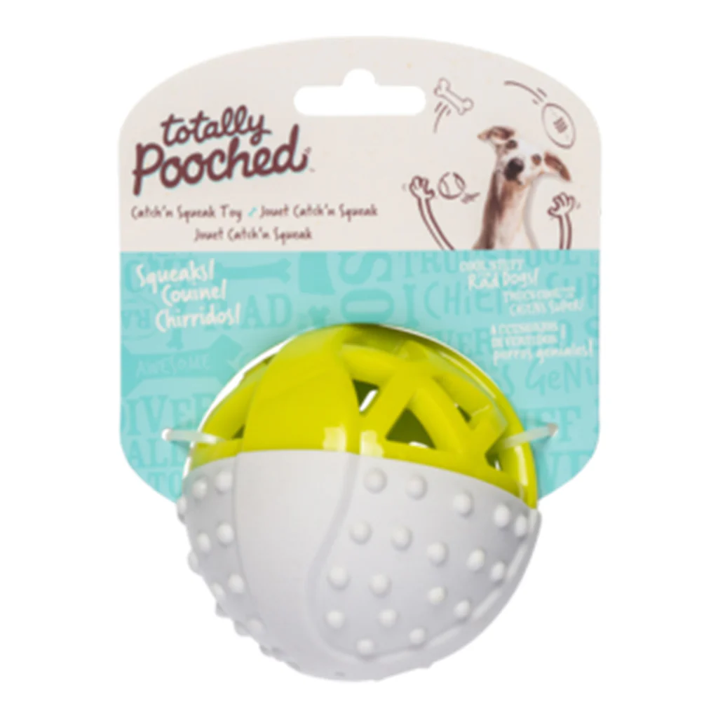Messy Mutts Catch N' Squeak Foam Ball Grey & Green 3.5 inch