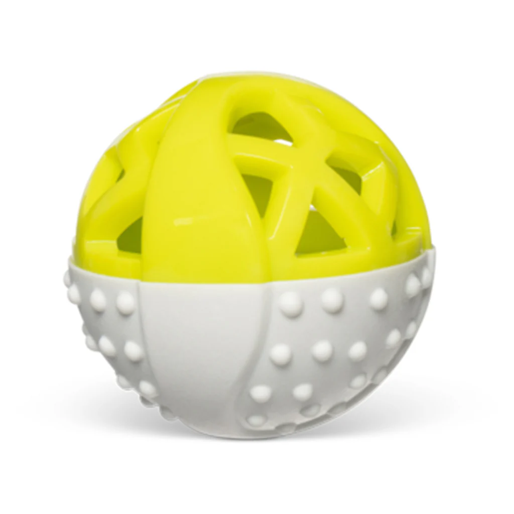 Messy Mutts Catch N' Squeak Foam Ball Grey & Green 3.5 inch - Image 2