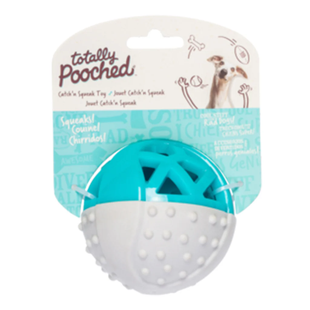 Messy Mutts Catch N' Squeak Foam Ball Grey & Teal 3.5 inch