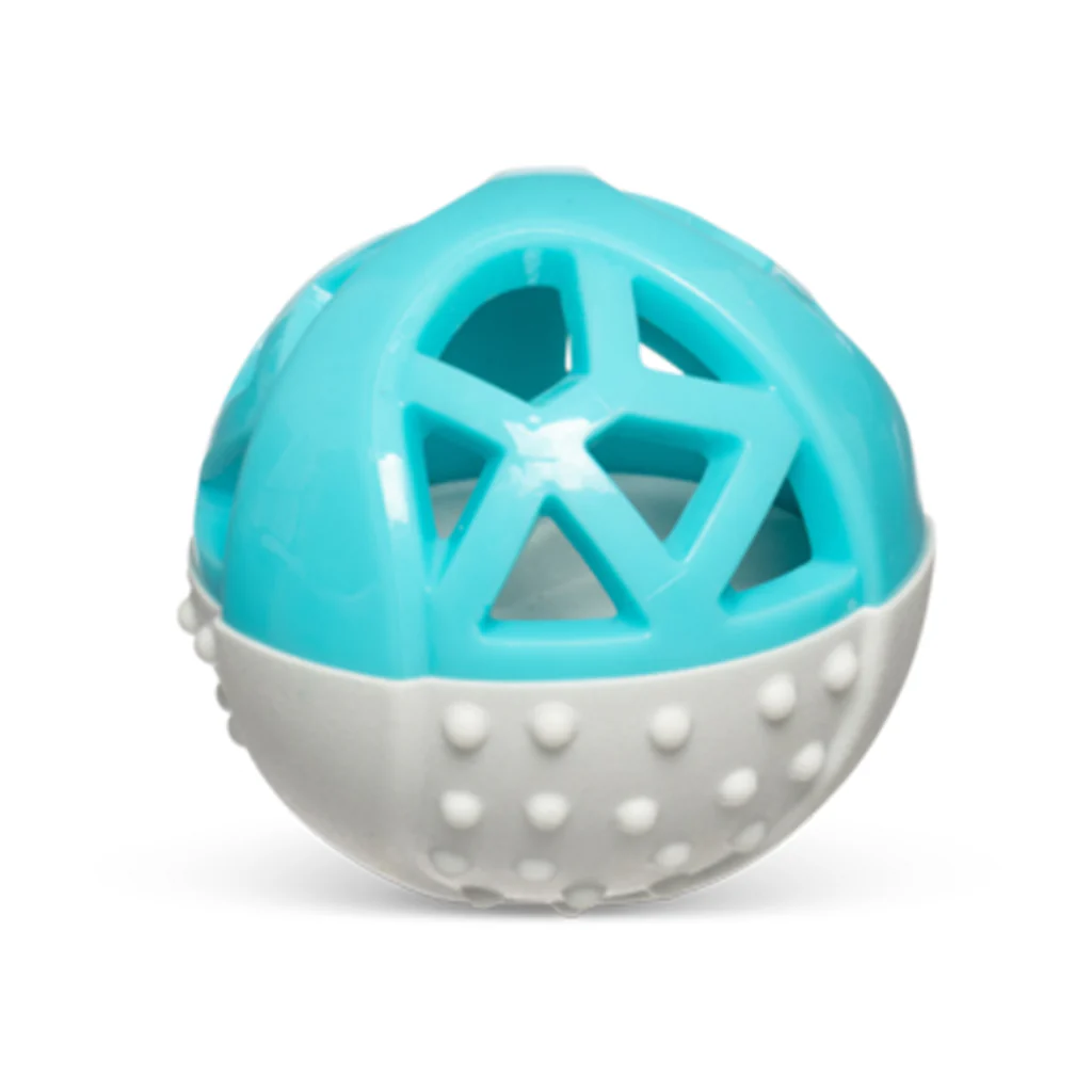Messy Mutts Catch N' Squeak Foam Ball Grey & Teal 3.5 inch - Image 2