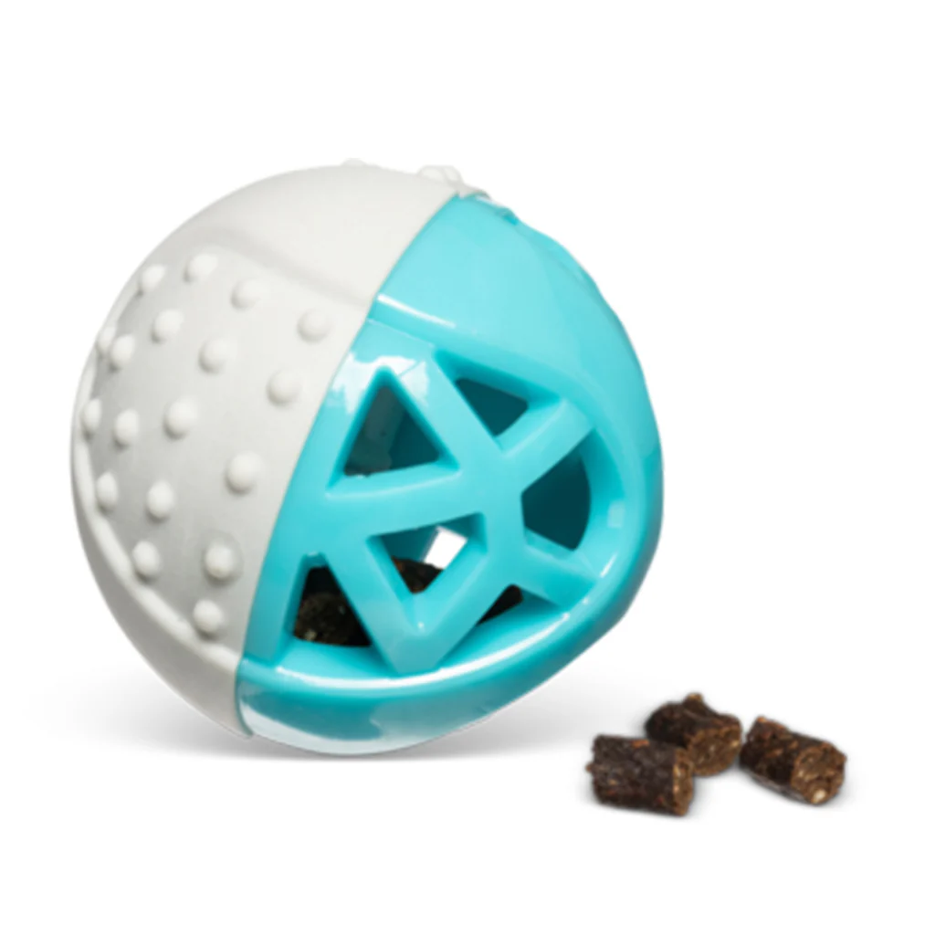 Messy Mutts Catch N' Squeak Foam Ball Grey & Teal 3.5 inch - Image 3
