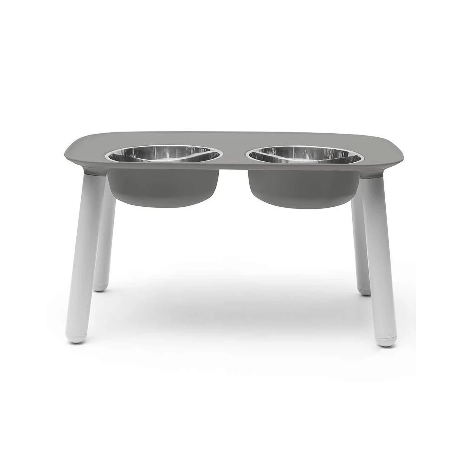 Messy Mutts Double Elevated Feeder Stainless Bowls Dark Grey