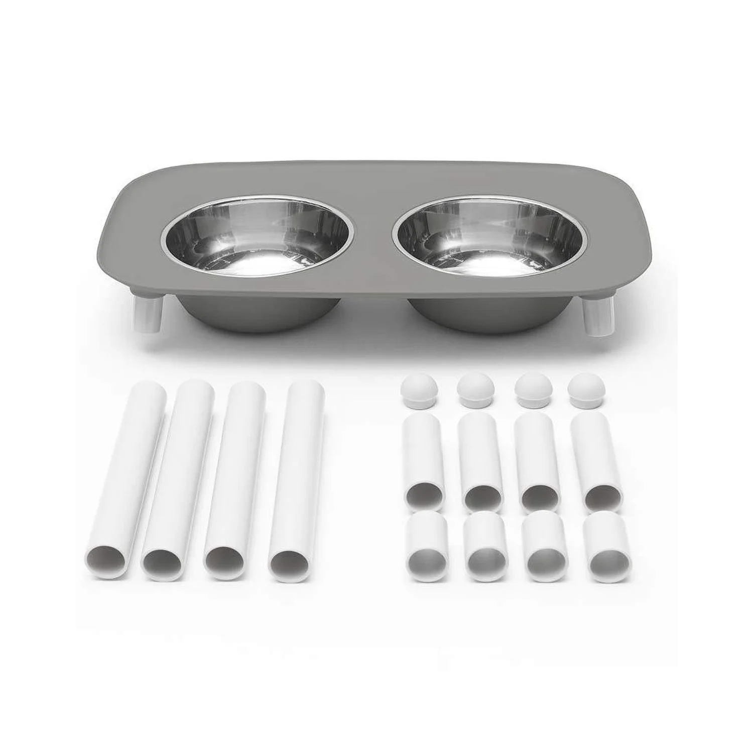 Messy Mutts Double Elevated Feeder Stainless Bowls Dark Grey - Image 4