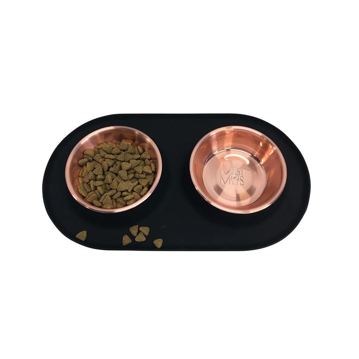 Messy Mutts Double Silicone Feeder Copper Bowls Black