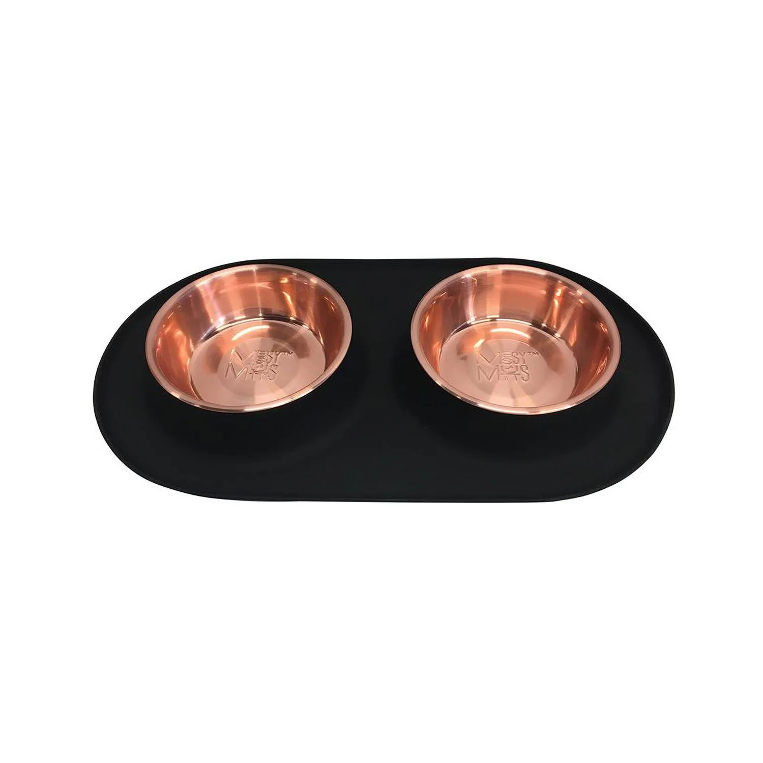 Messy Mutts Double Silicone Feeder Copper Bowls Black - Image 2