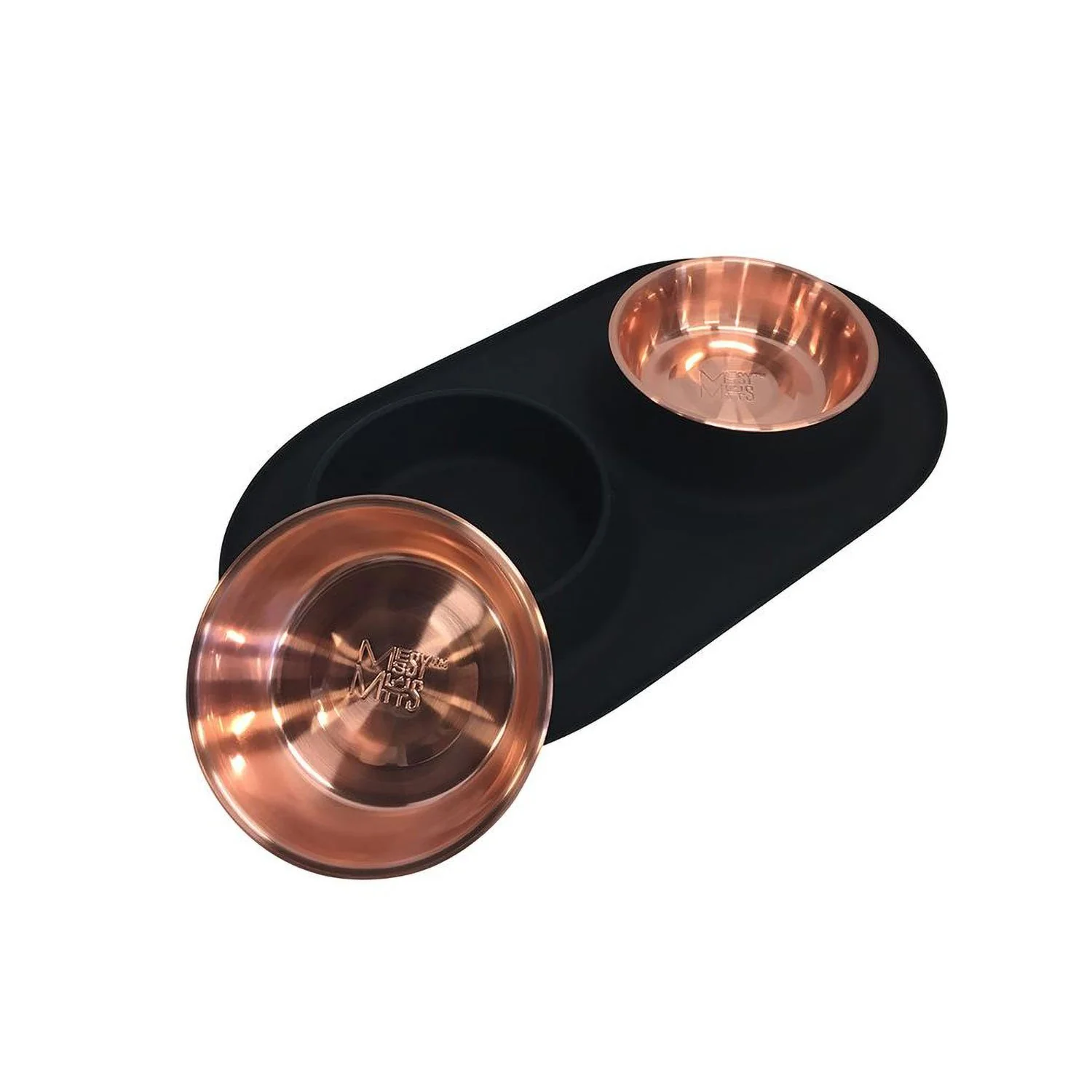 Messy Mutts Double Silicone Feeder Copper Bowls Black - Image 3