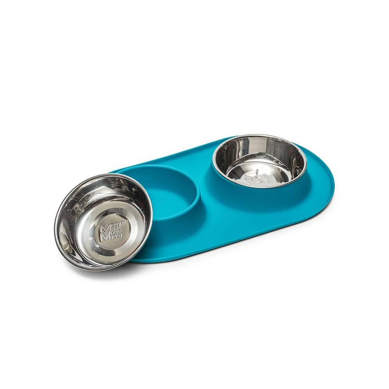 Messy Mutts Double Silicone Feeder Stainless Bowls Blue - Image 3