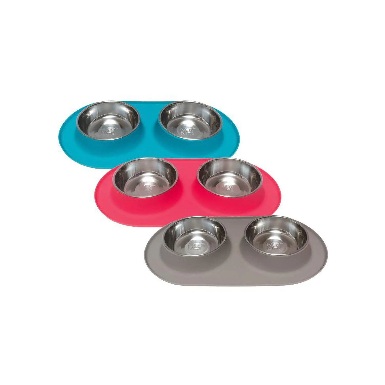 Messy Mutts Double Silicone Feeder Stainless Bowls Blue - Image 4