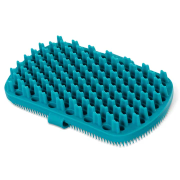 Messy Mutts Silicone Dual Sided Grooming Brush, 6.5 X 3.5" Blue - Image 2