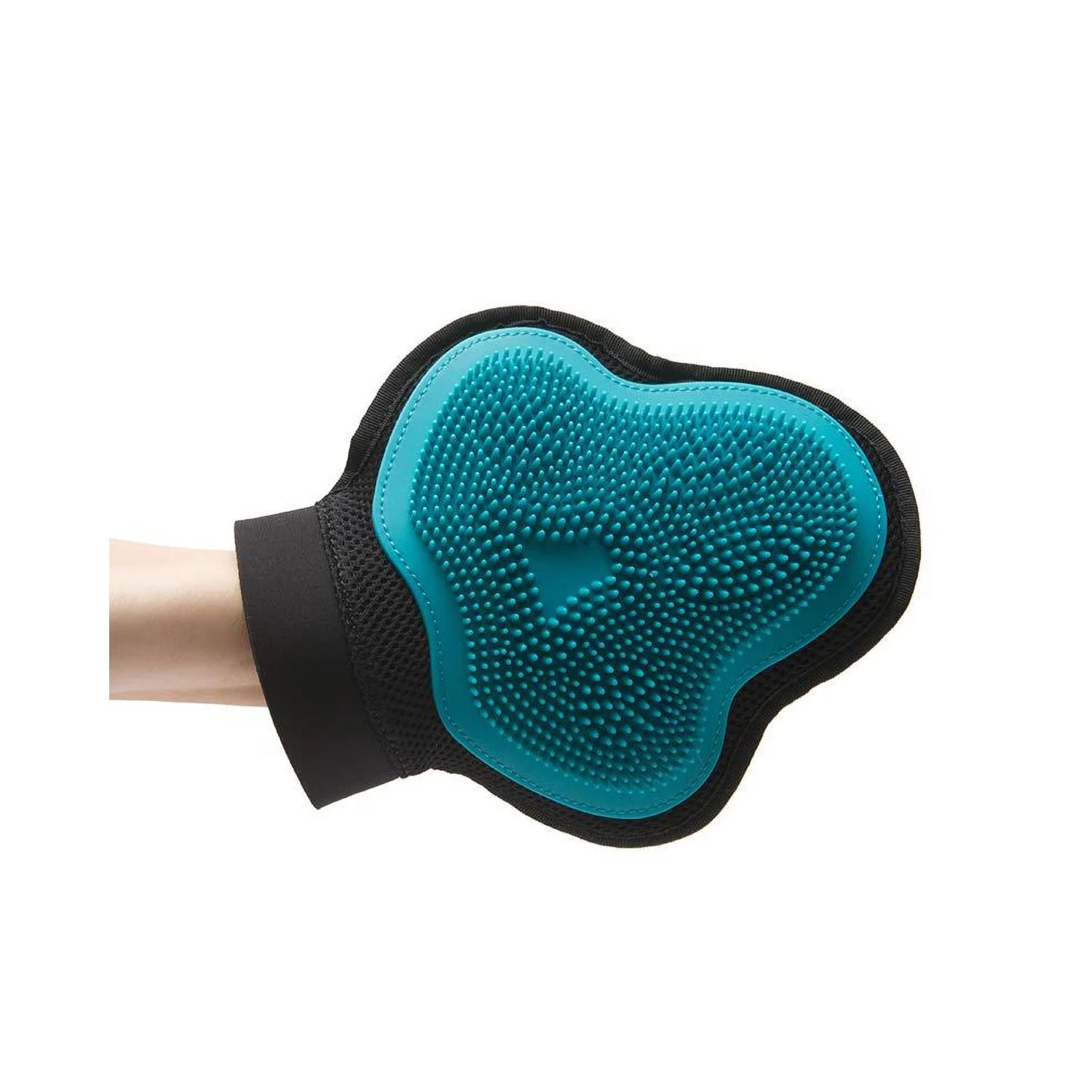 Messy Mutts Silicone Grooming Glove Blue DISCONTINUED - Image 3