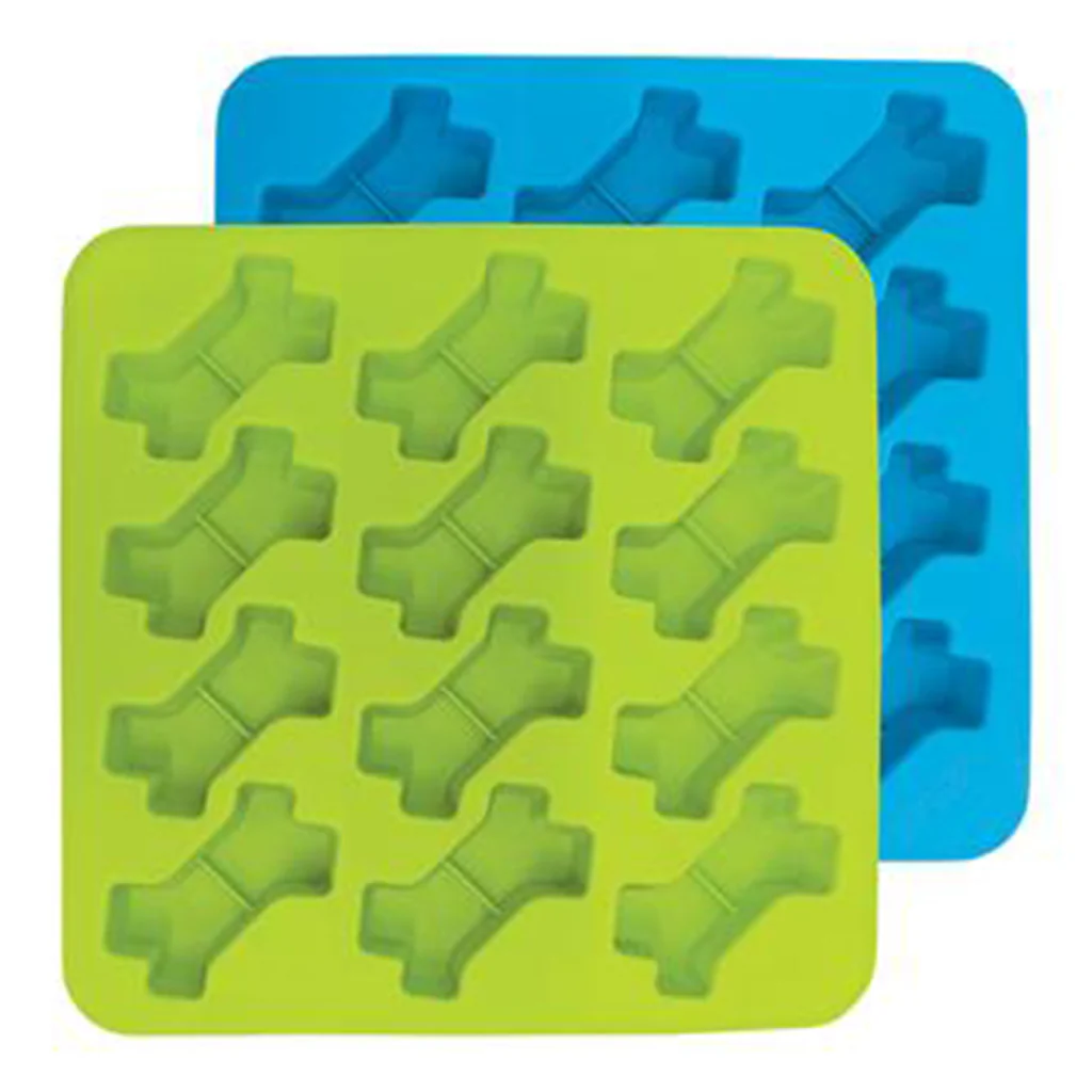 Messy Mutts Silicone Treat Making Molds Bone Shape Blue & Green 2pk - Image 2
