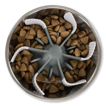 Messy Mutts Slow Feeder Bowl Insert With Suction, 7.5" X 2" Cool Grey - Image 2