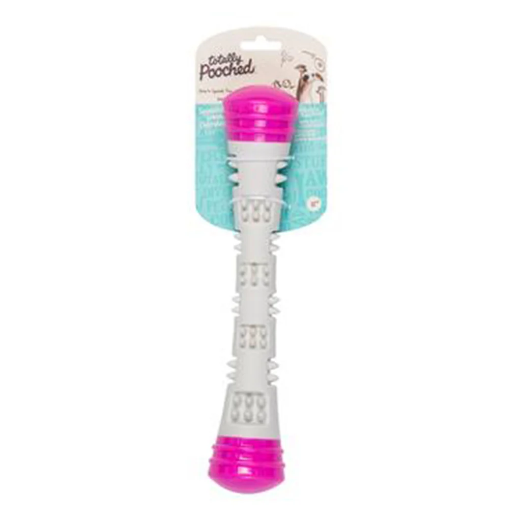 Messy Mutts Chew N' Squeak Foam Stick Grey & Pink 12 inch