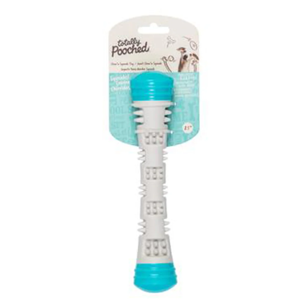 Messy Mutts Chew N' Squeak Foam Stick Grey & Teal 8.5 inch