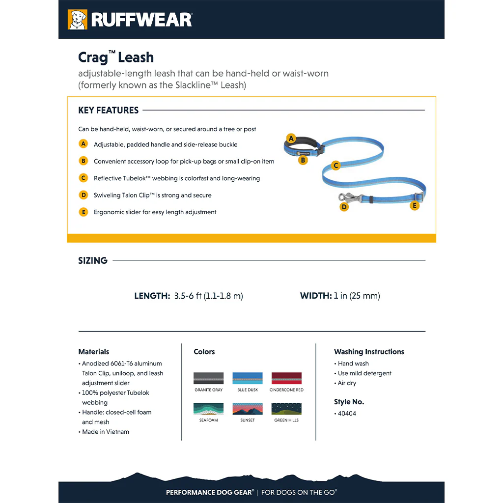 Ruffwear Crag Leash Seafoam - DISC - Image 6