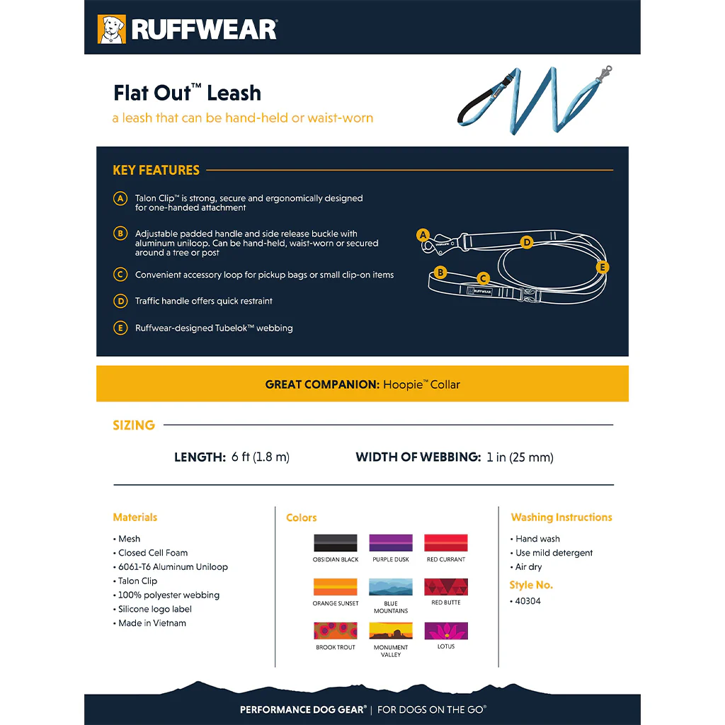 Ruffwear Flat Out Leash Blue Mountains - DISC - Image 5