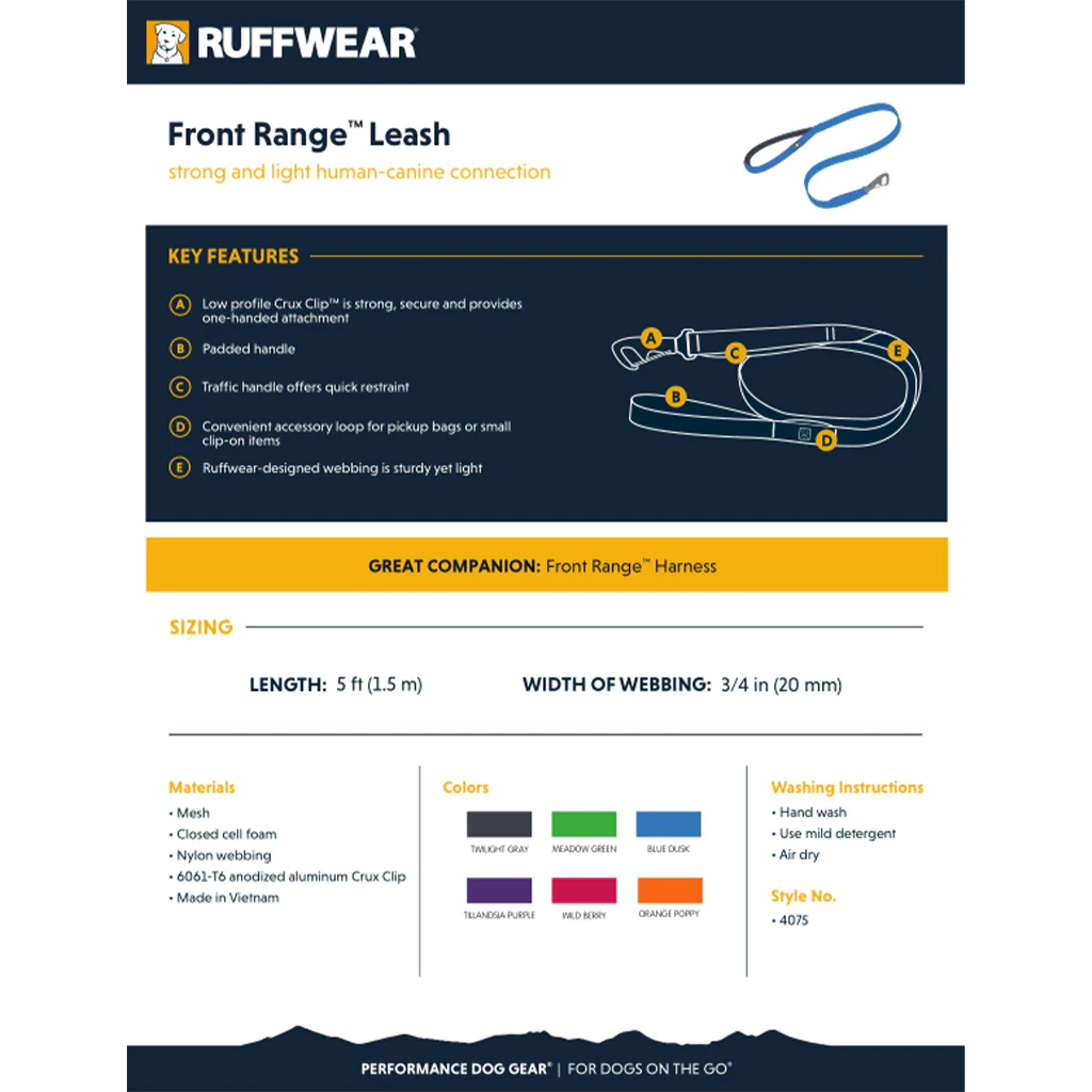 Ruffwear Front Range Leash Twilight Gray - DISC - Image 4