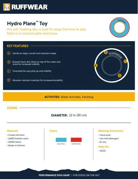 Ruffwear Hydro Plane Dog Toy Sockeye Red - DISC - Image 2